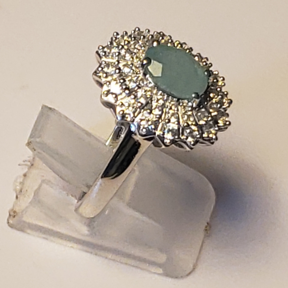 NWOT Genuine Grandidierite & White Zircon Halo Ring - Picture 9 of 10